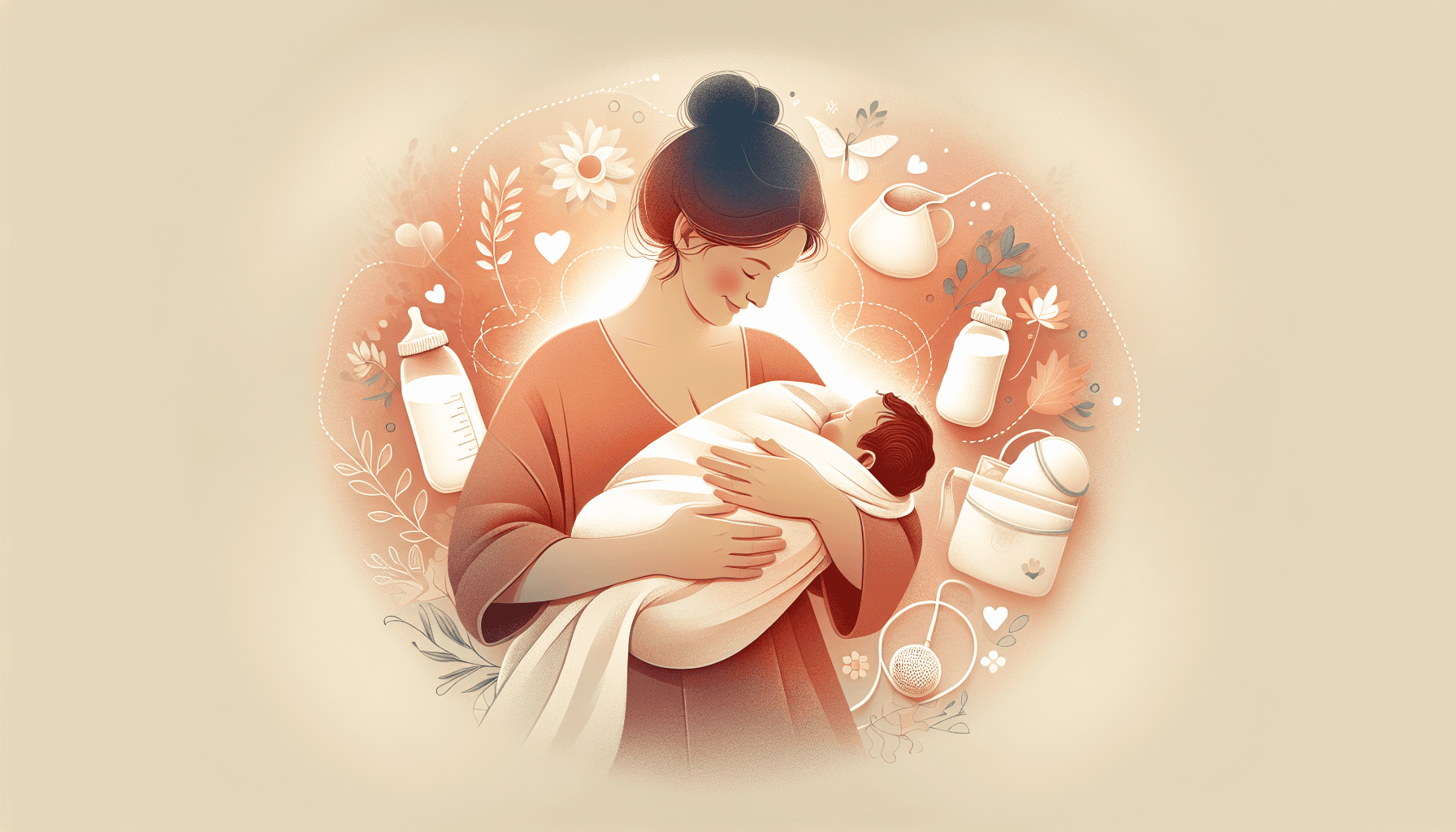 Illustration of a mother breastfeeding her baby